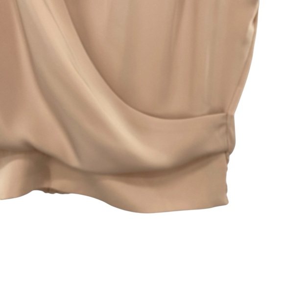 Deluc Wrap Front Tan Silky Sleeveless Blouse Top - Picture 5 of 8